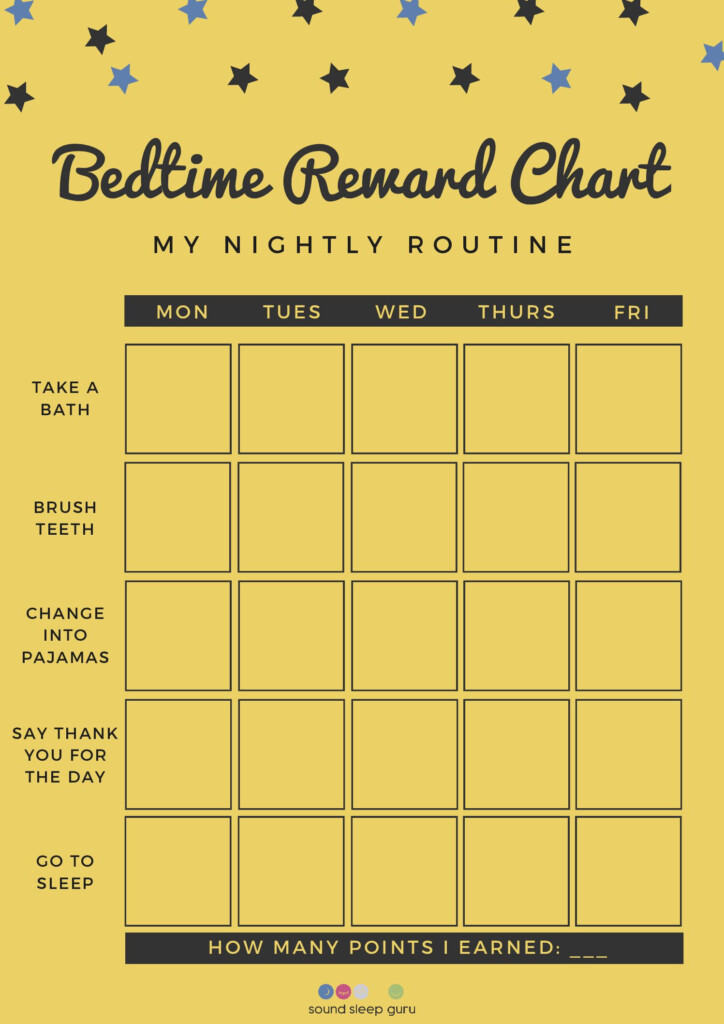 Yellow Stars Bedtime Reward Chart Yellow Stars Bedtime Reward Chart Sound Sleep Guru